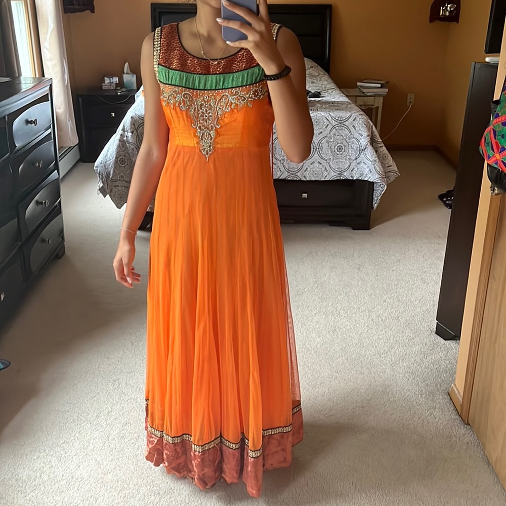 Orange Indian Anarkali Dress